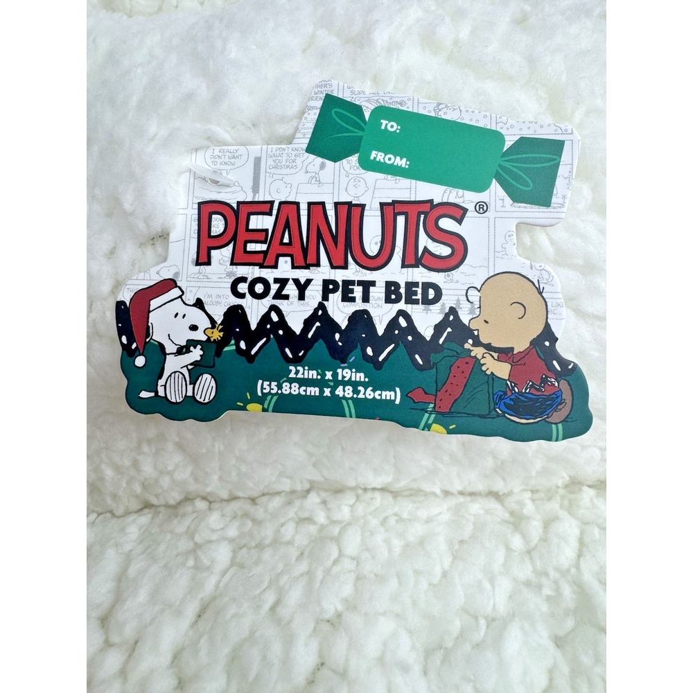 Peanuts Snoopy Christmas Cozy Pet Bed 22"x19" | Small Dog & Cat Holiday Gift - Picture 6 of 14